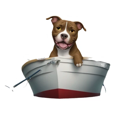 pitbull dog fishing on a boat sticker