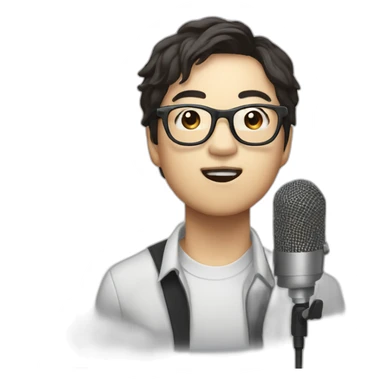 Vocalist with glasses and microphone korean sticker