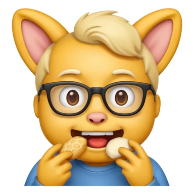 nerd face emoji eats coderabbit logo in emoji style sticker