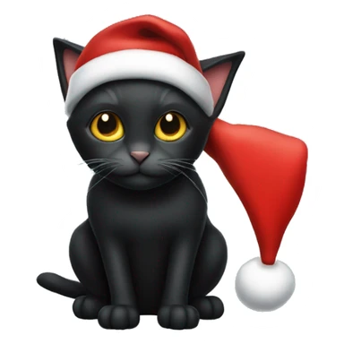 Black cat with Santa hat sticker