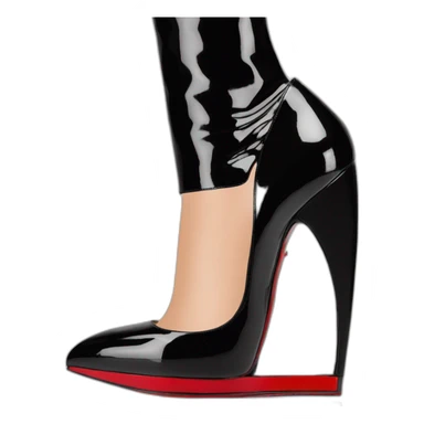 One WEDGE heel LOUBOUTIN black leather PATENT sticker