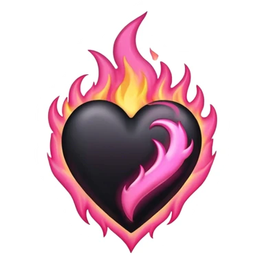 black heart with pink flame sticker