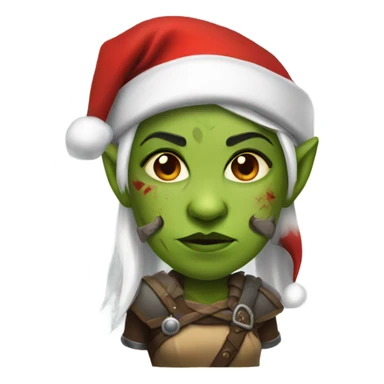 orc female warrior with santa hat sticker