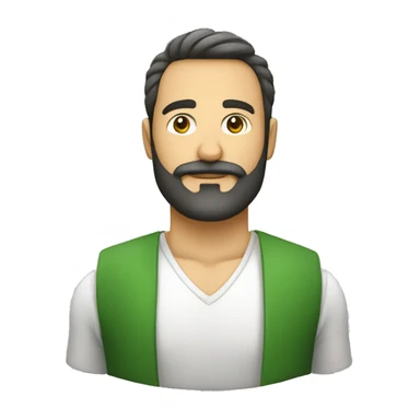 Hombre calvo con barba vestido de verde y blanco sticker