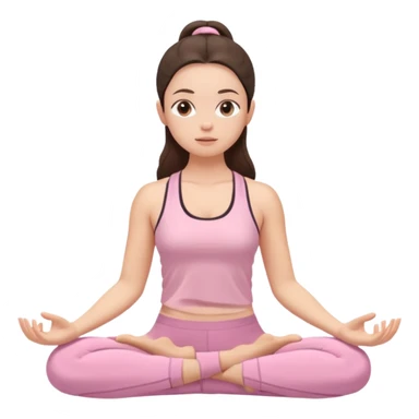 white brunette girl in light pink workout clothes meditating sticker