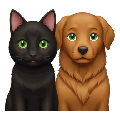 one black cat with brown eyes  and one big brown retriever with green eyes  sticker