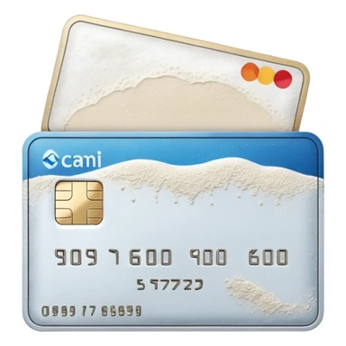 Credit card with a pile of flour sticker