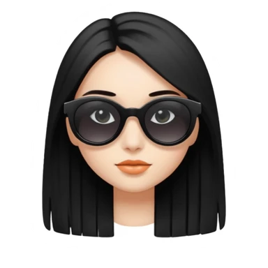 Génère moi un emoji d’une fille avec des lunettes noire et des cheveux lisse attaché avec des cils mi-long  sticker