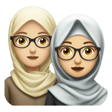 White girl wearing a hijab with a boy with drk hair and glasses sticker