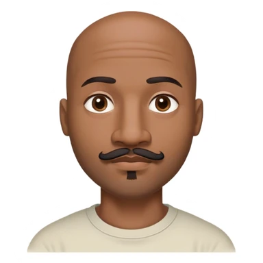 Oxumarê as a 37-year-old bald Black man with smooth oval head, indigenous facial features, mustache with goatee (no facial hair on sides of face), contour from chin to lips, and a mole on left side below lip sticker