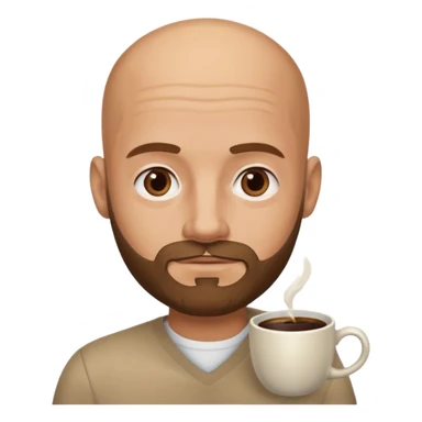 men with coffee no hair, a little beard and no wrinkles sticker