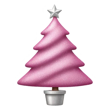 pink christmas tree with white and silver sparkly ornament sticker