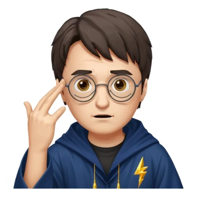 Harry Potter facepalm with glasses, lightning scar, wizard robe sticker