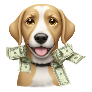 Dog with lots of money  sticker