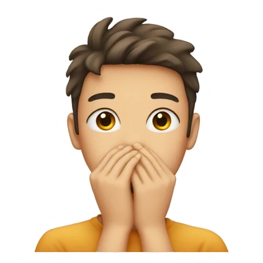 Shy face hands covering mouth sticker