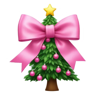 pink bow on chritmas tree sticker