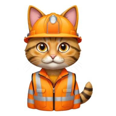 tabby cat standing in hi-vis clothing facing right sticker
