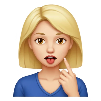 🙎🏻‍♀️ este emoji se tiene que estar mordiendo el segundo dedo, el que está a un lado del dedo, tiene que ser mujer  sticker