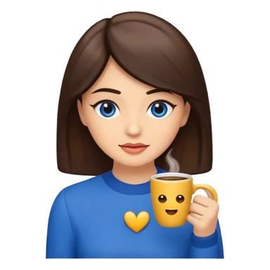 Memoji piel morena ojos cafés cabello largo color azul con esté 🖕🏻emoji sticker