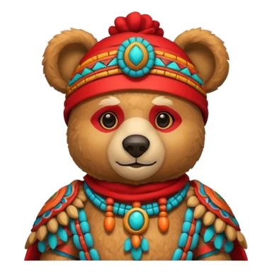 teddy bear Upper, wearing red mayan ancient custome, with carrot half body sticker