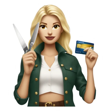Blonde Ralph lauren women cutting credit card in half  sticker