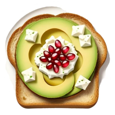 Avocado toast with pomegranate seeds and feta cheese sticker
