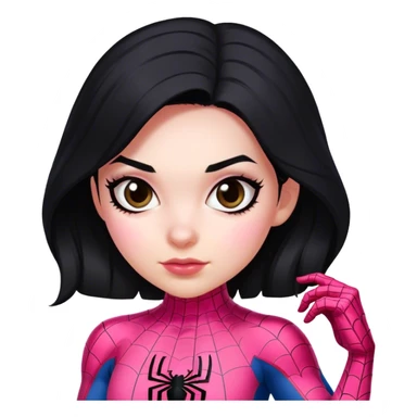 Mexican girl white skin black hair in pink spiderman costume sticker