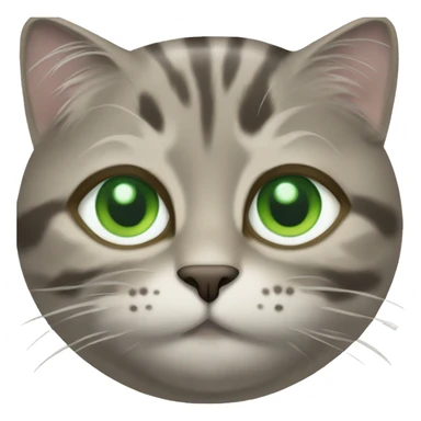 Brown-grey mackerel tabby cat with partially white face and green eyes sticker