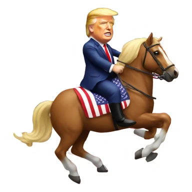 Donald Trump riding a horse in American flag suit  sticker