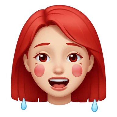 girl with really red face and laugh crying sticker