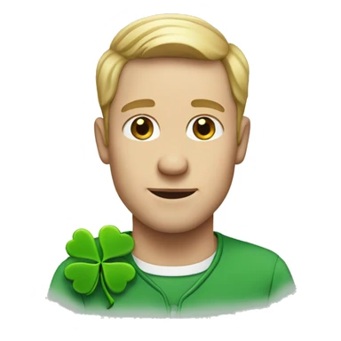 white man with four leaf clover sticker