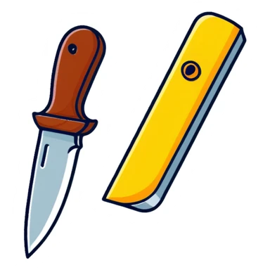Roblox Murder Mystery logo with playful cartoon look, knife and question mark, sticker style sticker