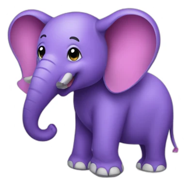 a purple elephant with a footbal sticker
