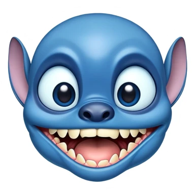 blue alien Stitch face from Lilo and Stitch with big eyes and sharp teeth sticker