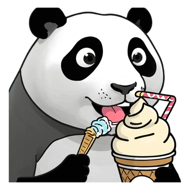 Panda eating ice cream sticker
