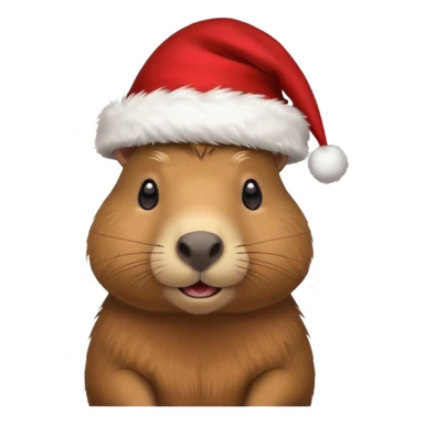 Una capibara con gorro navideño sticker