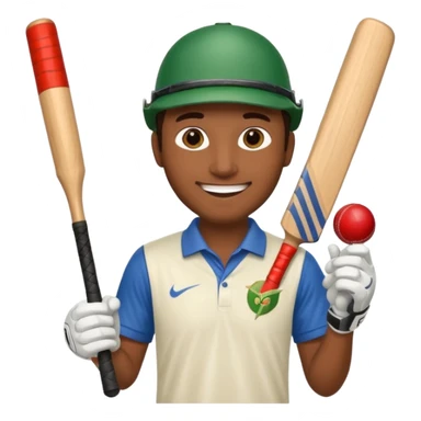 i want a emoji suitable for a logo s well.
it should contain a man holding cricket bat and is wearing all the cricket accessories with no face visible sticker