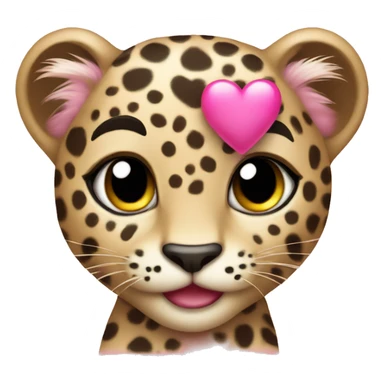 Baby leopard holding a pink heart  sticker
