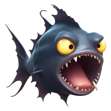 Anglerfish with a glowing lure hanging from its forehead, sharp teeth, and big eyes. sticker
