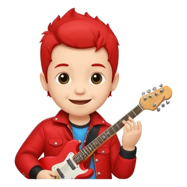 guitar rock player, baby head, red jacket sticker