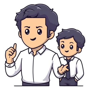 Management consultant with black wavy hair, stubble, strong features, white skin, smart casual attire, in a collaborative discussion with diverse business clients around a table with documents and laptop sticker