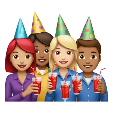 A group of hungry people having soda. sticker