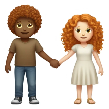 Ginger kid with a ginger curly woman holding hands sticker