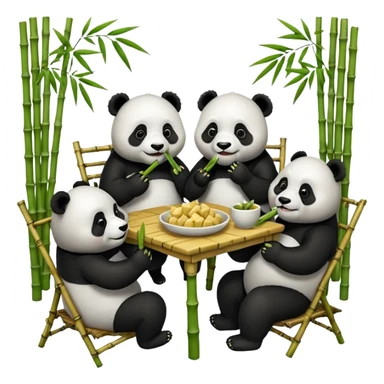 famille panda à table sticker