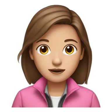 Brown hair girl in pink jacket working on ipad sticker