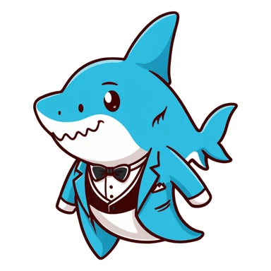 shark wearing a tuxedo sticker