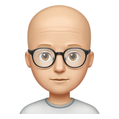 The bald boy wears glasses sticker