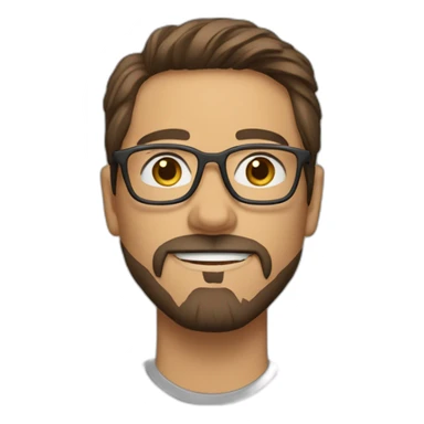 A male person who is light brown have beard like tony stark and wear specs sticker