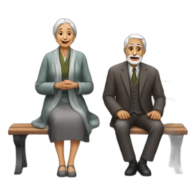 elder sardar men with his wife sitted on bench  sticker
