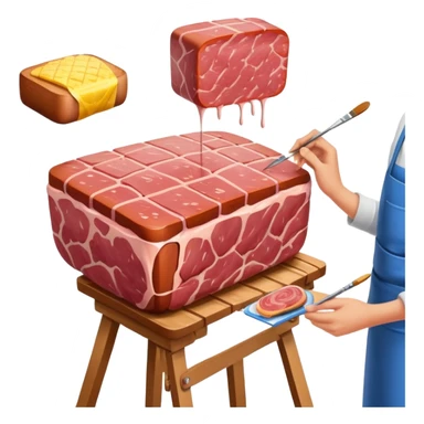 artist painting a SPAM meat landscape  sticker